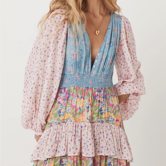 Spell Dolly Ra Ra Gown Patchwork Dress (Size Small) - Picture 2 of 9